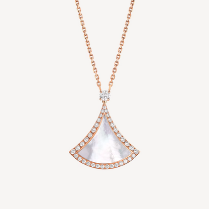 [⭐Miroze]DREAM MOP DIAMOND PAVED PINK GOLD NECKLACE