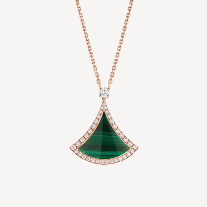 [⭐Miroze]DREAM MALACHITE DIAMOND PAVED PINK GOLD NECKLACE