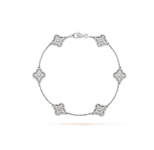 [⭐Miroze]CLOVER 6 MOTIF SILVER DIAMOND BRACELET