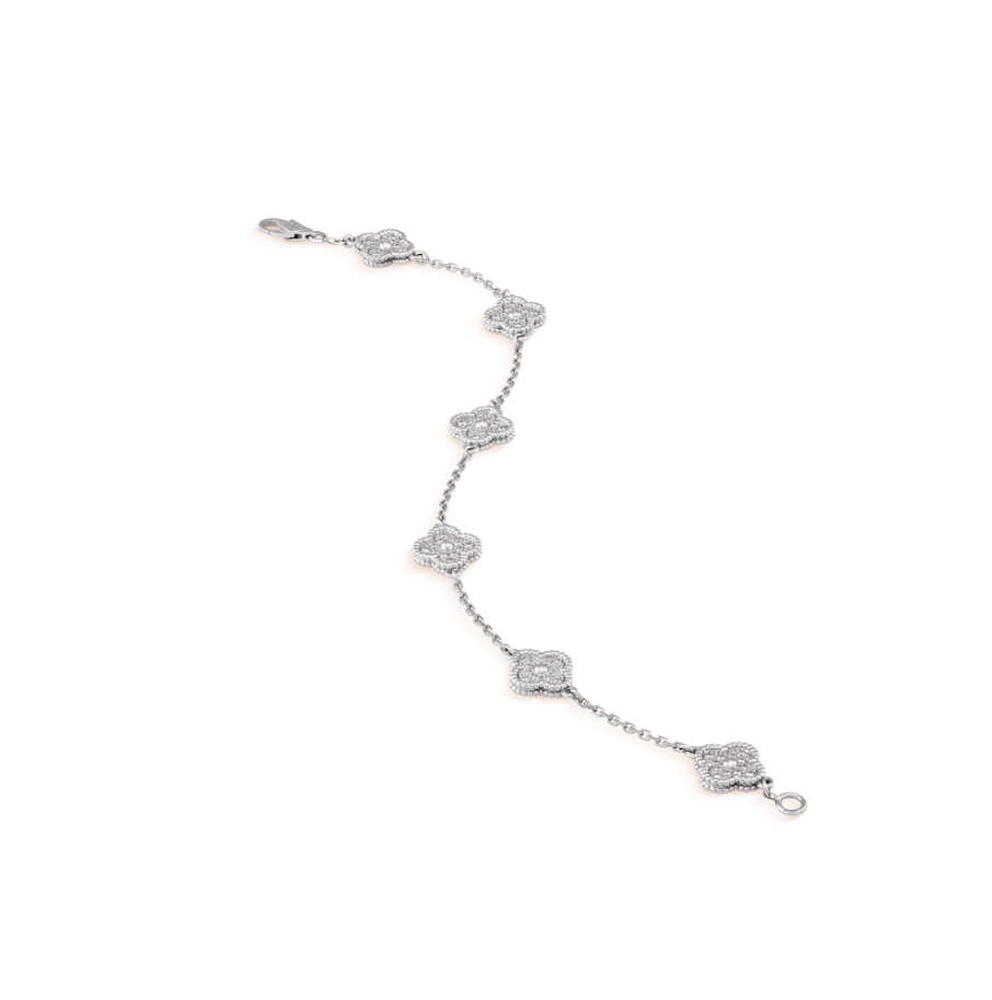[⭐Miroze]CLOVER 6 MOTIF SILVER DIAMOND BRACELET