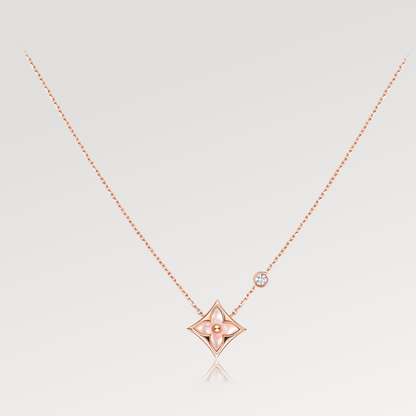 [⭐Miroze]STAR PINK MOP 1 DIAMOND PINK GOLD NECKLACE