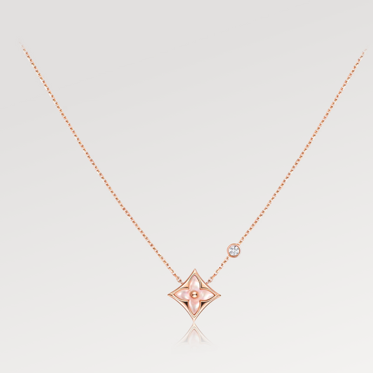 [⭐Miroze]STAR PINK MOP 1 DIAMOND PINK GOLD NECKLACE