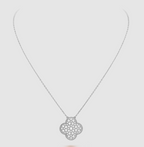 ⭐Miroze CLOVER 25MM LARGE PENDANT DIAMOND PAVED SILVER NECKLACE