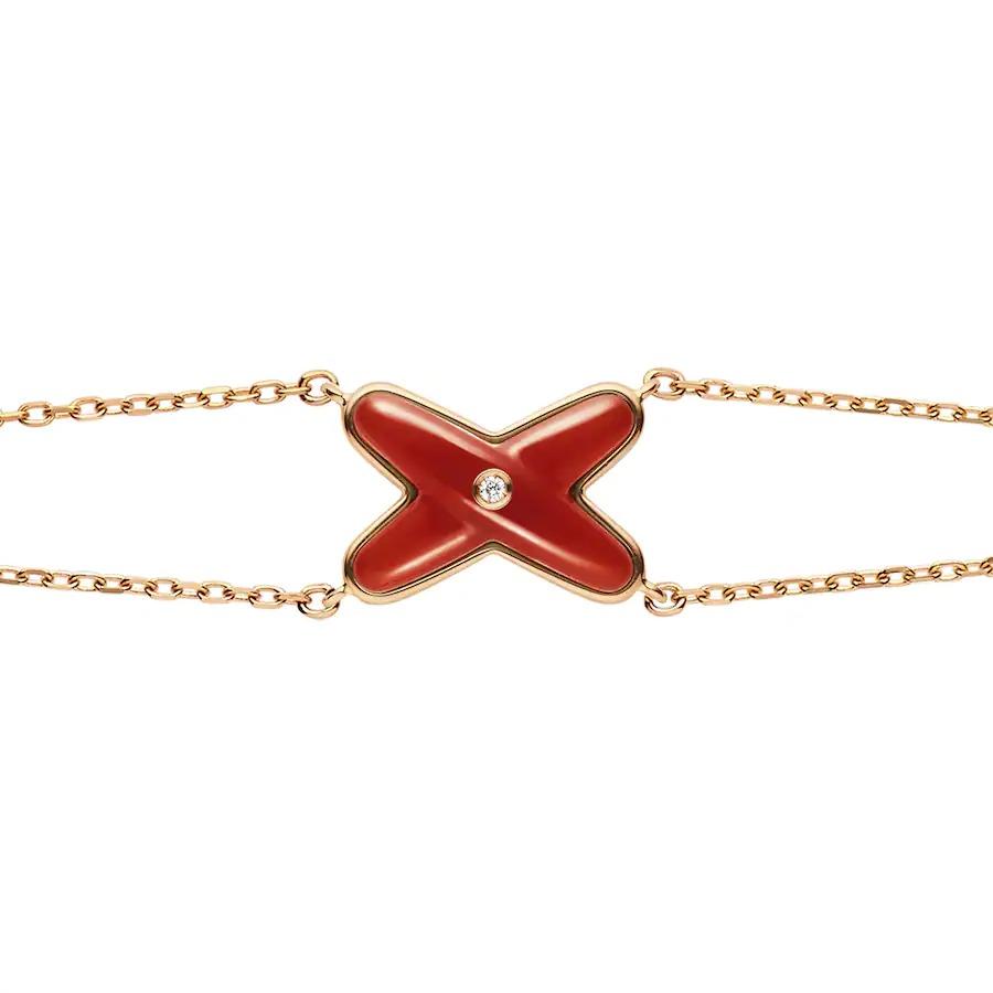 ⭐Miroze JEUX BRACELET CARNELIAN PINK GOLD 1 DIAMOND