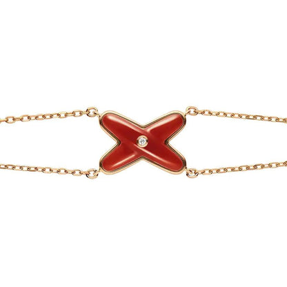 [⭐Miroze]JEUX BRACELET CARNELIAN PINK GOLD 1 DIAMOND