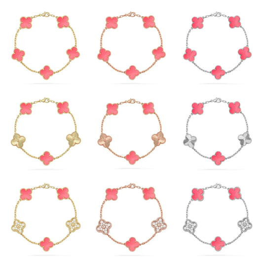 [⭐Miroze] CLOVER 5 MOTIFS  PINK MOP BRACELET COLLECTION
