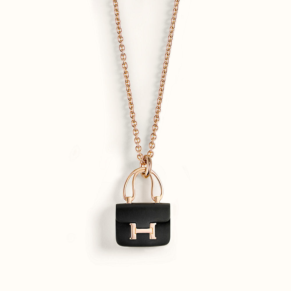 [⭐Miroze]CONSTANCE BLACK PEDANT PINK GOLD NECKLACE