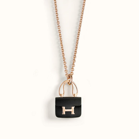 [⭐Miroze]CONSTANCE BLACK PEDANT PINK GOLD NECKLACE