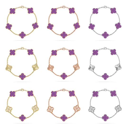 [⭐Miroze] CLOVER 5 MOTIF VIOLET BRACELET COLLECTION