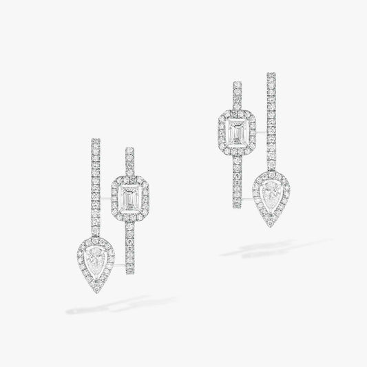 [⭐Miroze]CREOLES MY TWIN 2 RANGS SILVER DIAMOND EARRINGS