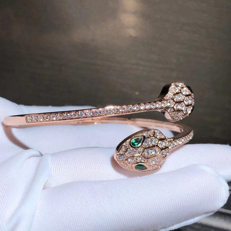 [⭐Veya]SERPENTI BRACELET PINK GOLD MALACHITE DIAMOND DOUBLE SNAKE