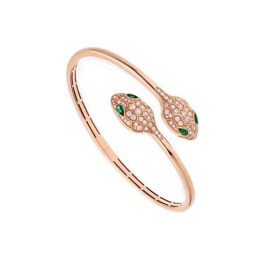 [⭐Veya]SERPENTI BRACELET PINK GOLD MALACHITE DIAMOND DOUBLE SNAKE