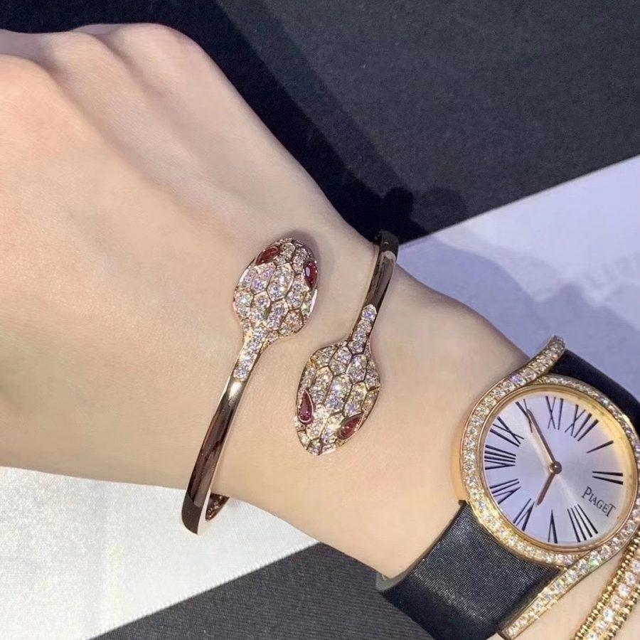 [⭐Veya]SERPENTI BRACELET PINK GOLD DIAMOND DOUBLE SNAKE