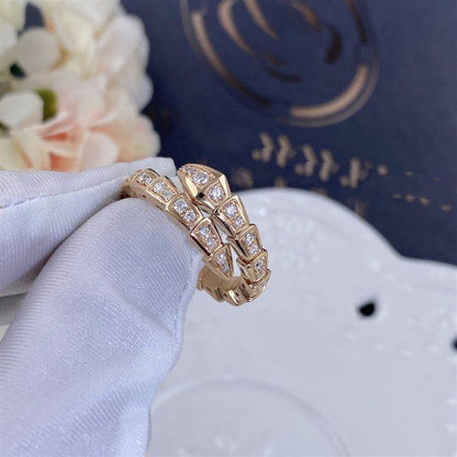 [⭐Miroze]SERPENTI RING PINK GOLD DIAMOND PAVED 4MM