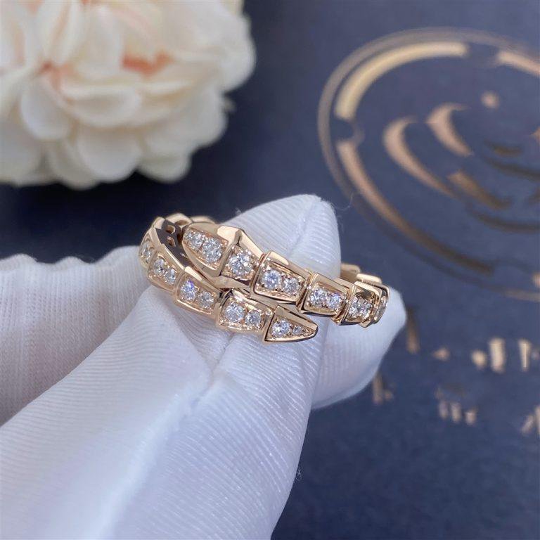 [⭐Miroze]SERPENTI RING PINK GOLD DIAMOND PAVED 4MM