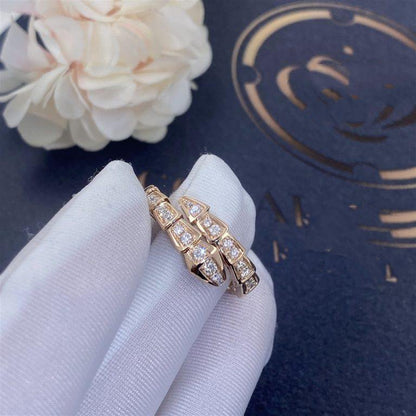 [⭐Miroze]SERPENTI RING PINK GOLD DIAMOND PAVED 4MM