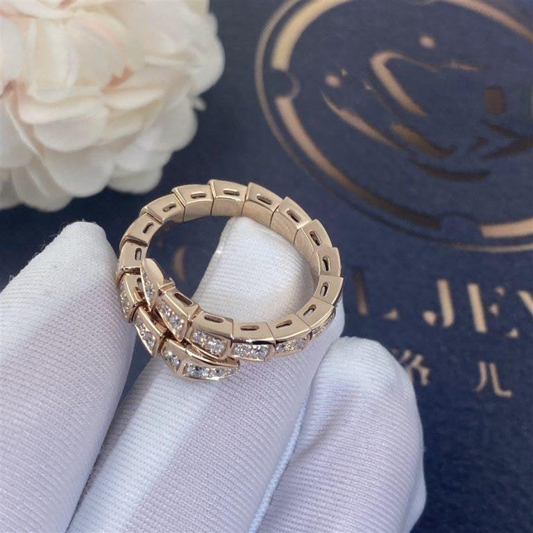 [⭐Miroze]SERPENTI RING PINK GOLD DIAMOND PAVED 4MM