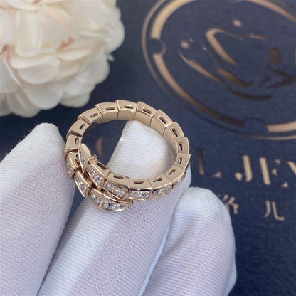 [⭐Miroze]SERPENTI RING PINK GOLD DIAMOND PAVED 4MM