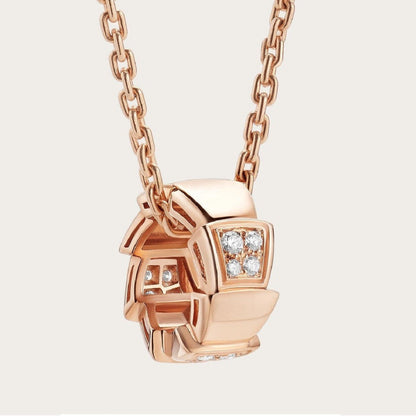 [⭐Miroze]SERPENTI PEDANT DIAMOND PINK GOLD NECKLACE