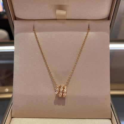 [⭐Miroze]SERPENTI PINK GOLD NECKLACE DOUBLE RING DIAMOND