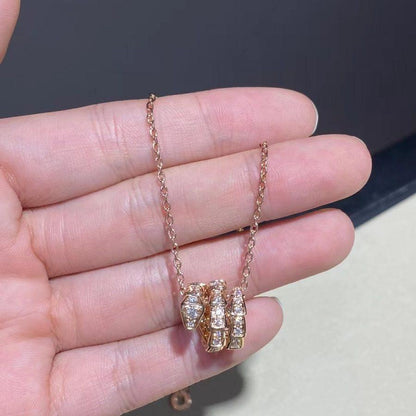 [⭐Miroze]SERPENTI PINK GOLD NECKLACE DOUBLE RING DIAMOND