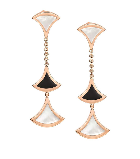 [⭐Miroze]DREAM EARRINGS 3 MOTIFS ONYX MOP PINK GOLD