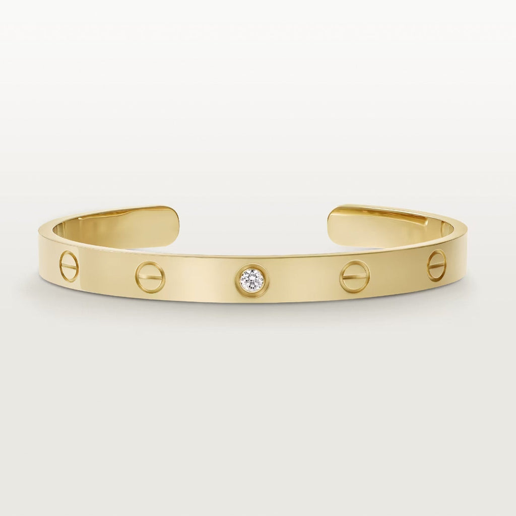 ⭐Miroze LOVE BRACELET 6.1MM 1 DIAMOND OPEN CUFF