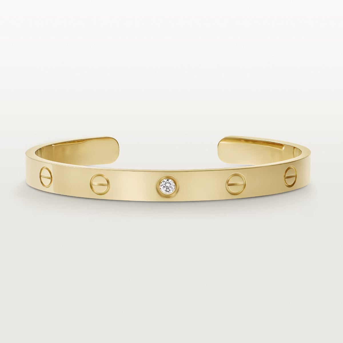 [⭐Miroze]LOVE BRACELET 6.1MM 1 DIAMOND OPEN CUFF