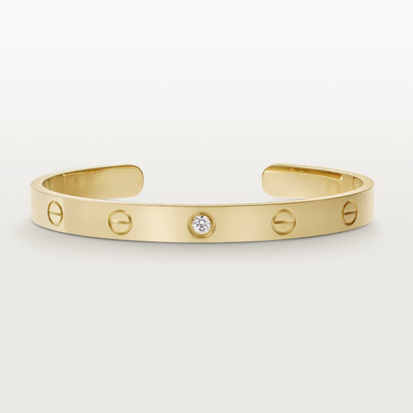 [⭐Miroze]LOVE BRACELET 6.1MM 1 DIAMOND OPEN CUFF