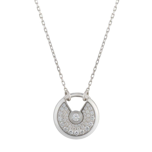 [⭐Miroze]AMULETTE SILVER FULL DIAMOND NECKLACE
