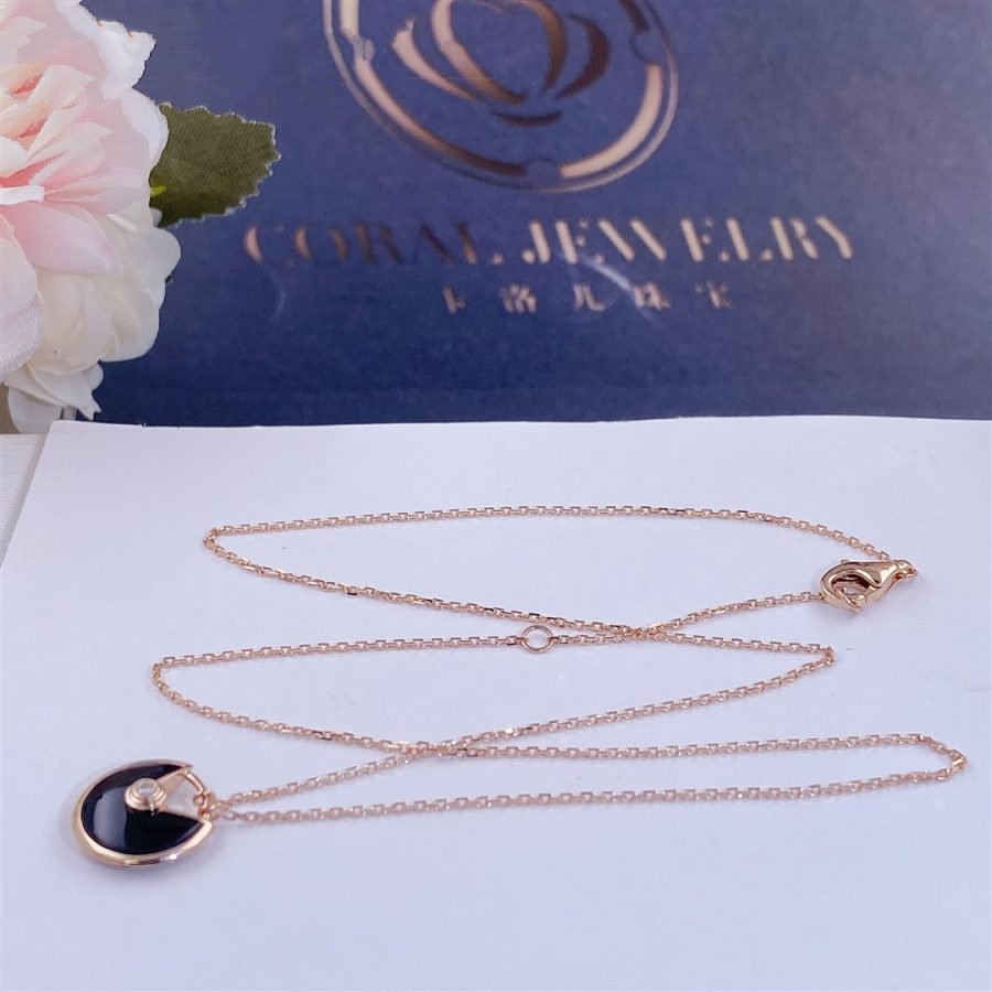 [⭐Miroze]AMULETTE ROSE GOLD ONYX NECKLACE