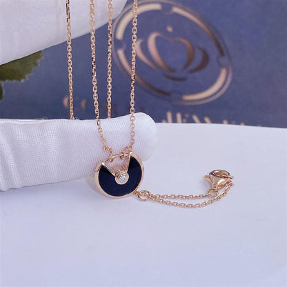 [⭐Miroze]AMULETTE ROSE GOLD ONYX NECKLACE