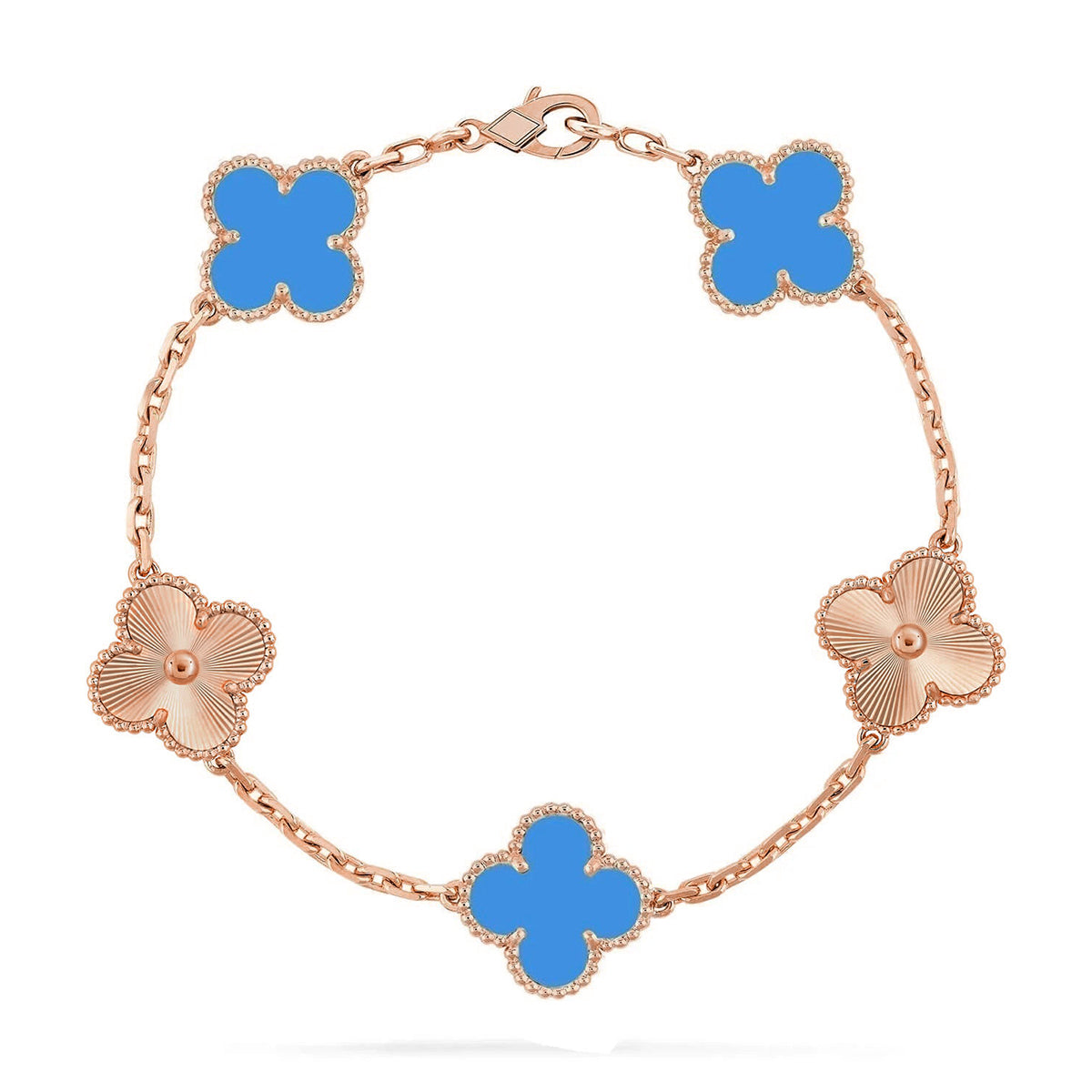 [⭐Miroze ]New CLOVER 5 MOTIF BLUE AGATE BRACELET COLLECTION