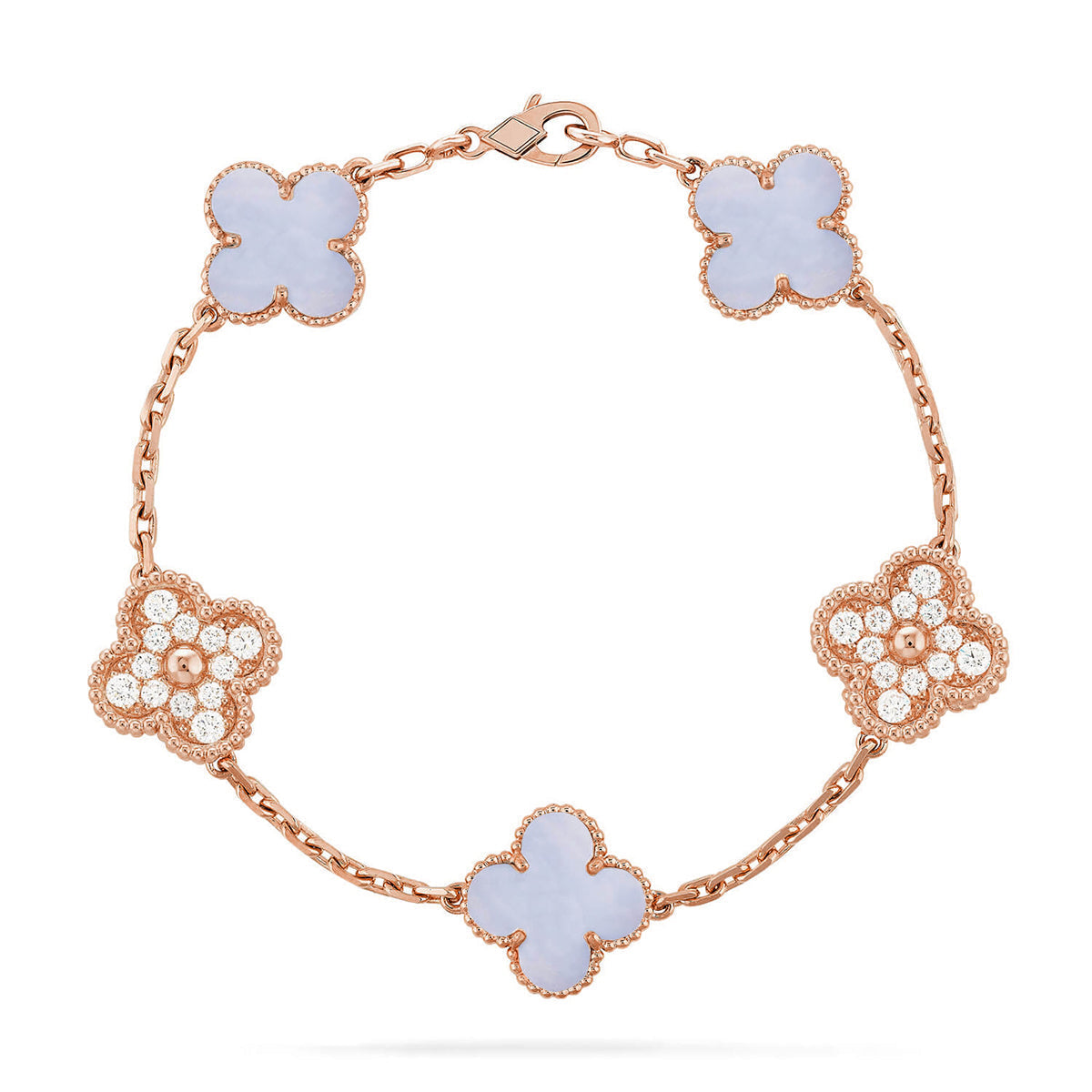 [⭐Miroze] CLOVER 5 MOTIF PURPLE CHALCEDONY BRACELET COLLECTION