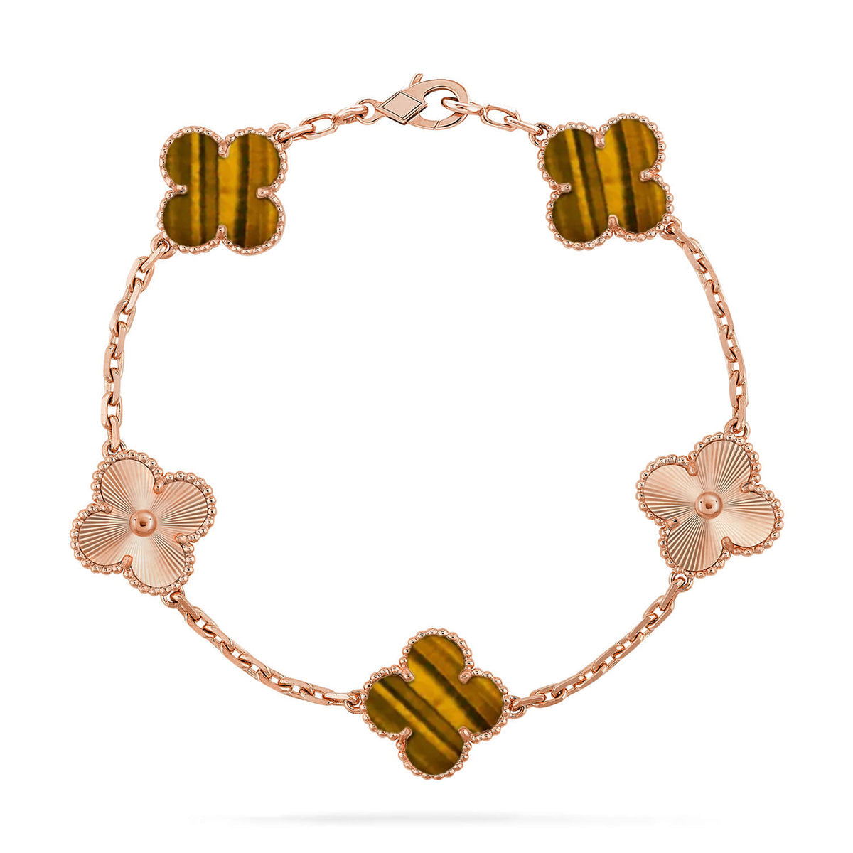 [⭐Miroze] CLOVER 5 MOTIFS TIGER EYE BRACELET COLLECTION