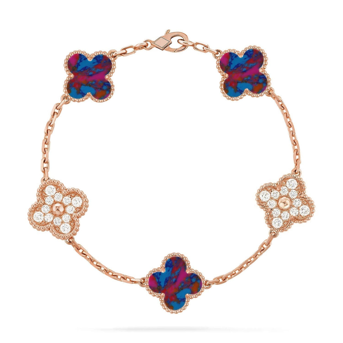 [⭐Miroze ]New CLOVER 5 MOTIF COLOR GEMSTONES BRACELET COLLECTION