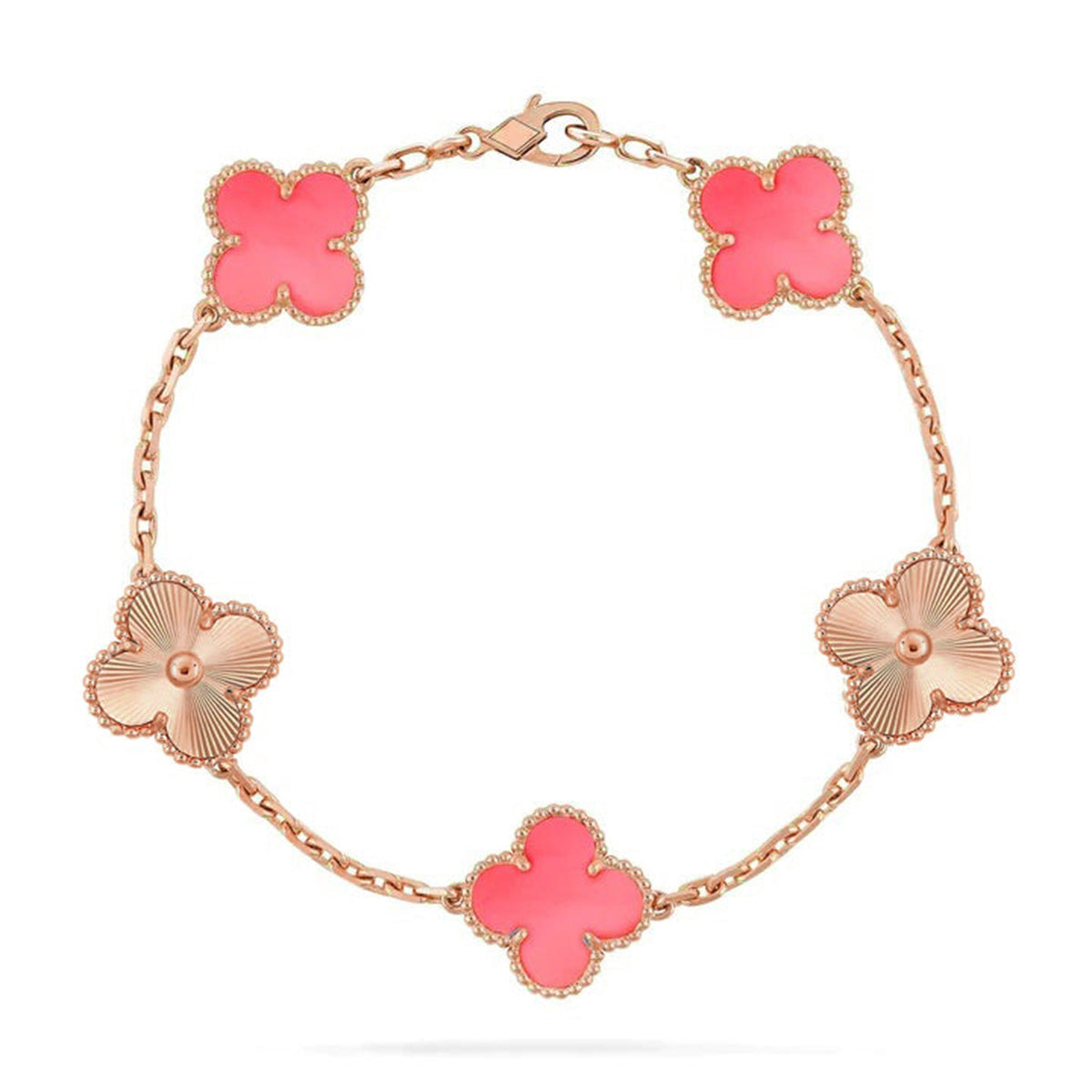 [⭐Miroze ]New  CLOVER 5 MOTIFS  PINK MOP BRACELET COLLECTION