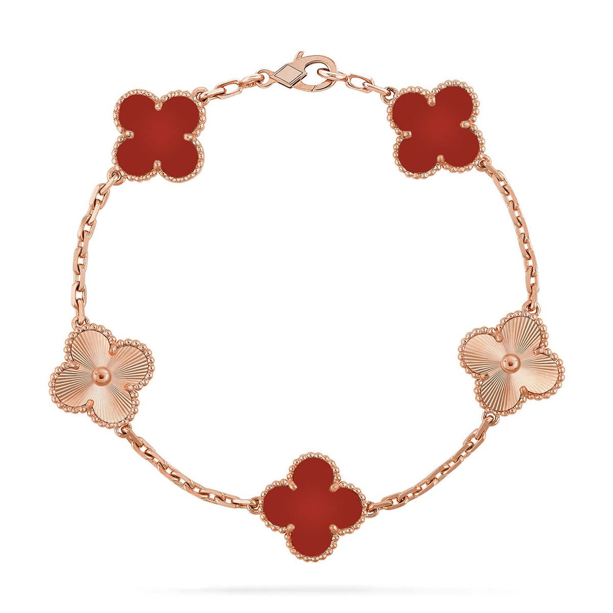 [⭐Miroze] CLOVER 5 MOTIF RED CORNELIAN BRACELET COLLECTION