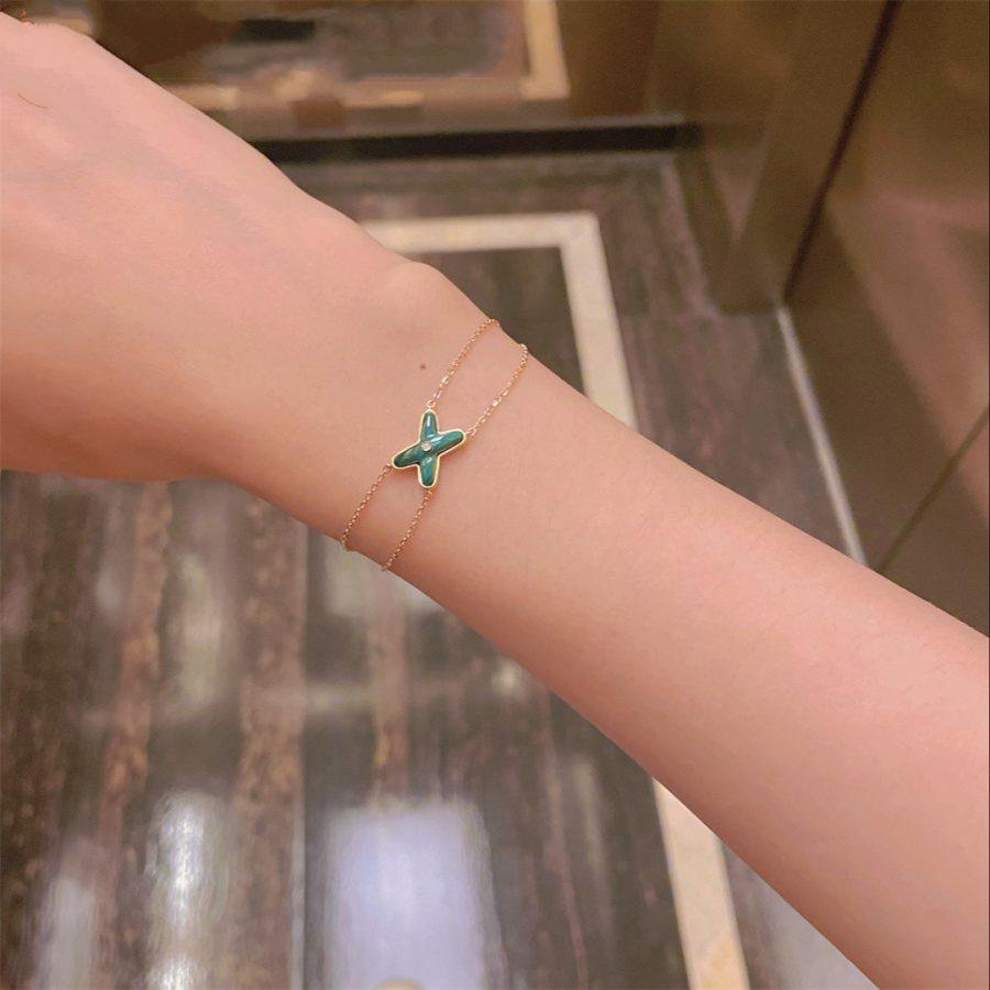 ⭐Miroze JEUX BRACELET MALACHITE PINK GOLD 1 DIAMOND