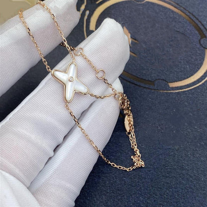 [⭐Miroze]JEUX BRACELET WHITE MOP PINK GOLD 1 DIAMOND