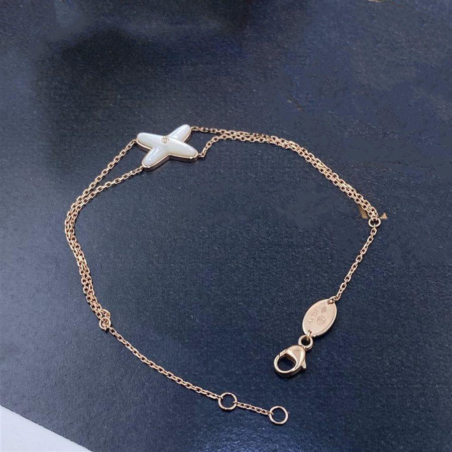 [⭐Miroze]JEUX BRACELET WHITE MOP PINK GOLD 1 DIAMOND