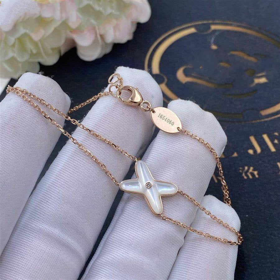 ⭐Miroze JEUX BRACELET WHITE MOP PINK GOLD 1 DIAMOND