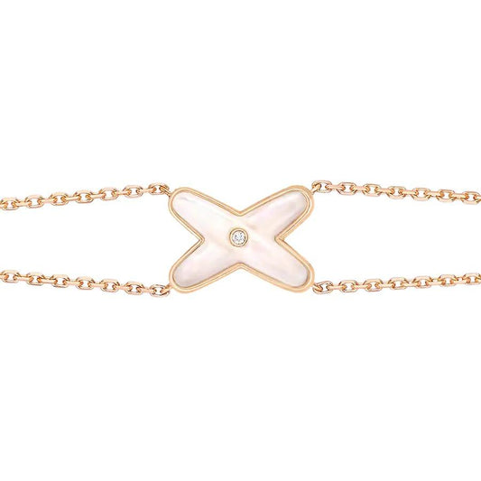 [⭐Miroze]JEUX BRACELET WHITE MOP PINK GOLD 1 DIAMOND