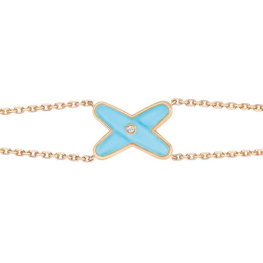 [⭐Miroze]JEUX BRACELET TURQUOISE PINK GOLD 1 DIAMOND