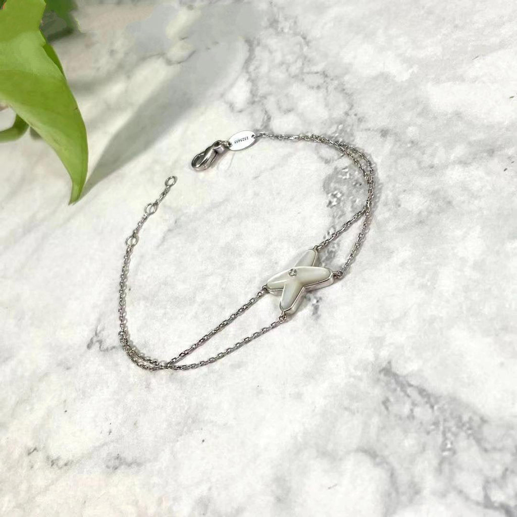 ⭐Miroze JEUX BRACELET WHITE MOP SILVER 1 DIAMOND