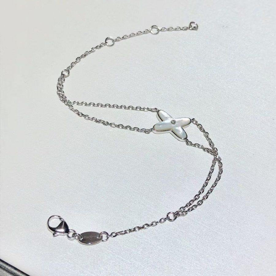 [⭐Miroze]JEUX BRACELET WHITE MOP SILVER 1 DIAMOND