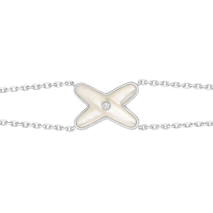 [⭐Miroze]JEUX BRACELET WHITE MOP SILVER 1 DIAMOND