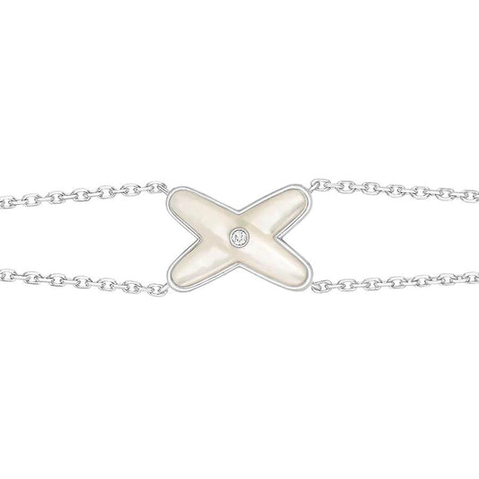[⭐Miroze]JEUX BRACELET WHITE MOP SILVER 1 DIAMOND