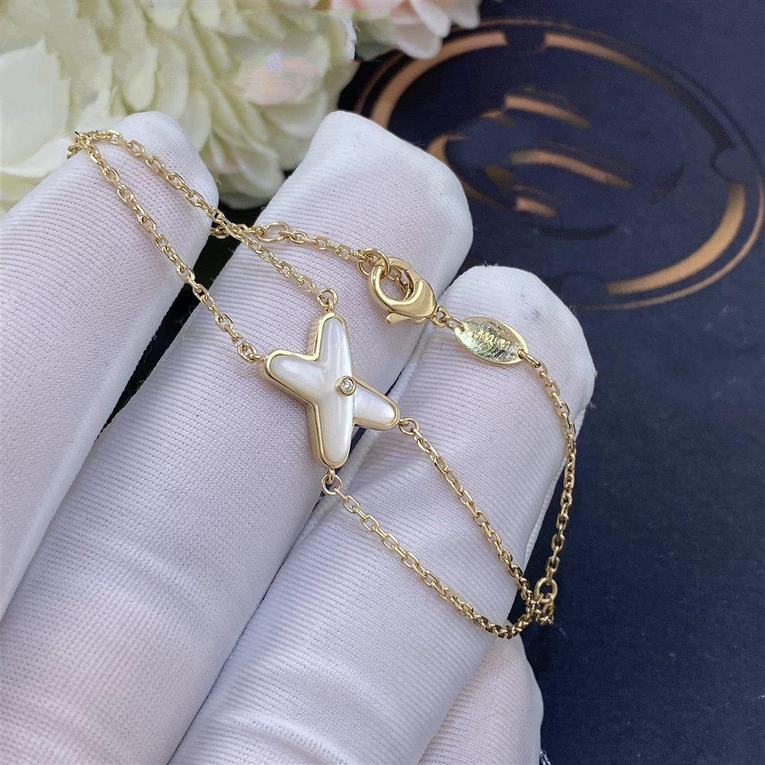 [⭐Miroze]JEUX BRACELET WHITE MOP GOLD 1 DIAMOND