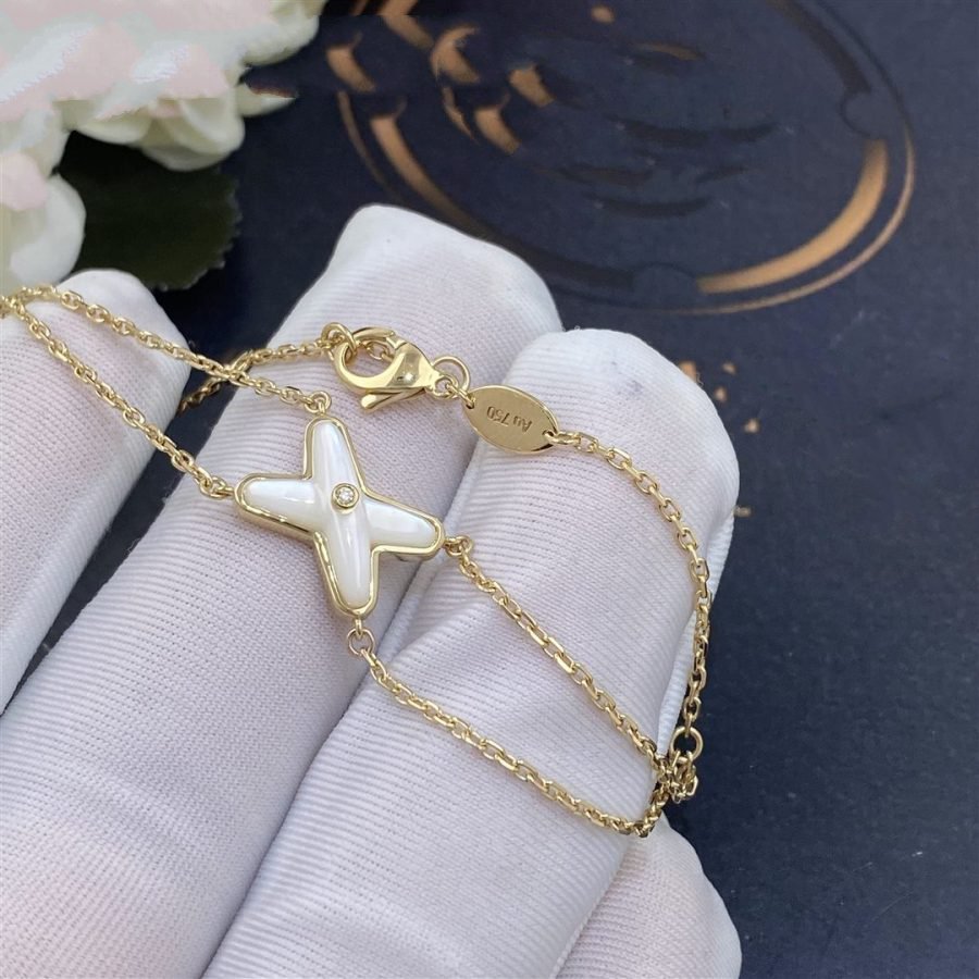 [⭐Miroze]JEUX BRACELET WHITE MOP GOLD 1 DIAMOND